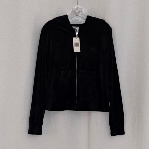 Juicy Couture Tops - Juicy Couture Black Velvet Light Weight Jacket